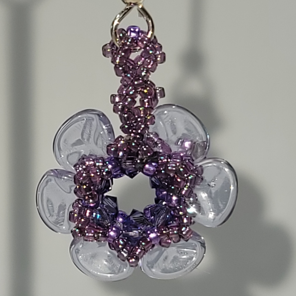 Hand Beaded 6 pointed Star Flower Earrings